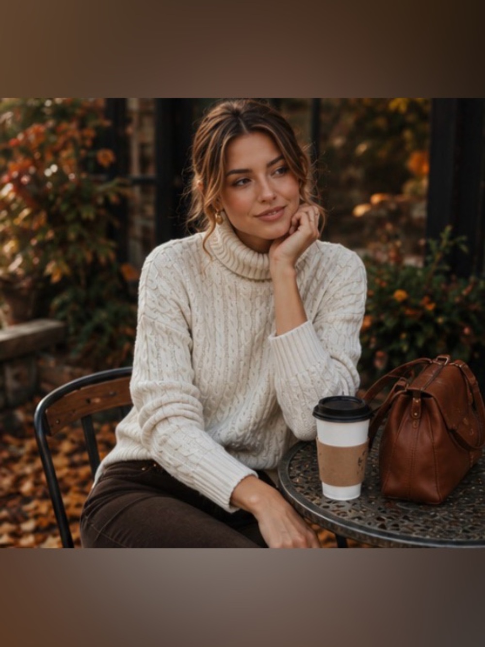 Brooks Brothers Cream Turtleneck Wool Cashmere Cable Knit Sweater quiet luxury